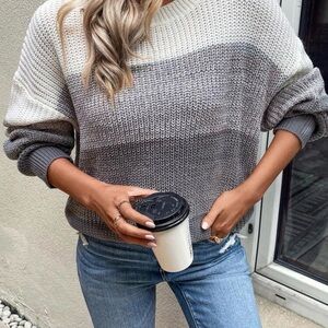 SHEIN Two-Tone Gray and White Sweater